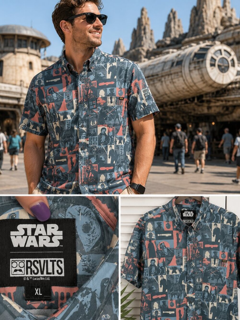 RSVLTS Trilogy's End Star Wars KUNUFLEX Button Up Shirt XL Disney Exclusive ROTJ